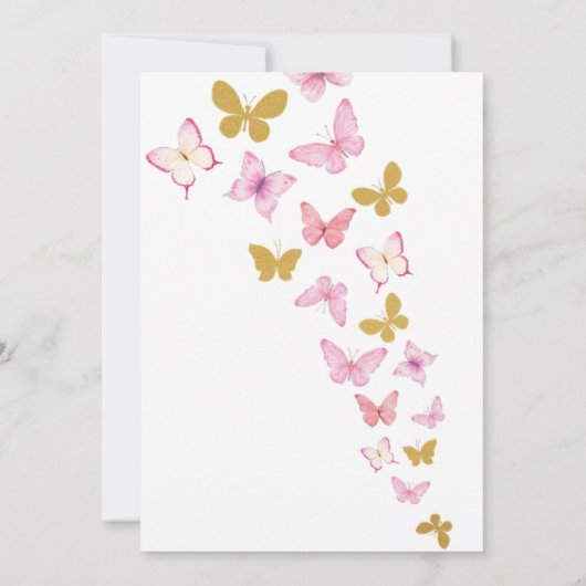 Eerste 1e Verjaardag Waterverf Vlinder & Bloem Kaart (Achterkant)