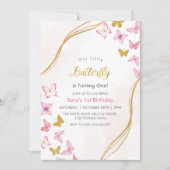 Eerste 1e Verjaardag Waterverf Vlinders Partij Kaart (Voorkant)