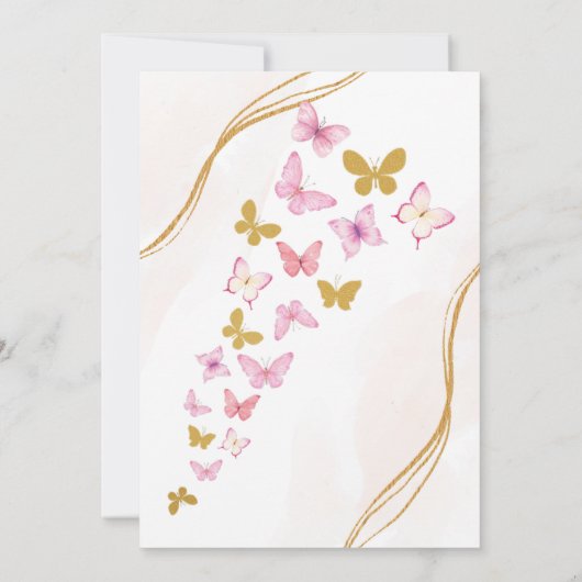 Eerste 1e Verjaardag Waterverf Vlinders Partij Kaart (Achterkant)