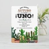 Eerste 1e verjaardagsfeest Cactus uitnodiging (Staand voorkant)