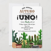 Eerste 1e verjaardagsfeest Cactus uitnodiging (Voorkant)