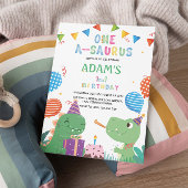 Eerste 1e verjaardagsfeest dinosaurus & taart kaart