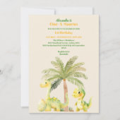 Eerste 1e verjaardagsfeestje Waterverf dinosauruss Kaart (Voorkant)