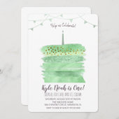 Eerste 1e verjaardagstaart uitnodiging (Voorkant / Achterkant)