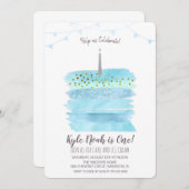 Eerste 1e verjaardagstaart uitnodiging (Voorkant / Achterkant)