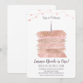 Eerste 1e verjaardagstaart uitnodiging (Voorkant / Achterkant)