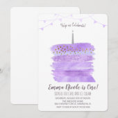 Eerste 1e verjaardagstaart uitnodiging (Voorkant / Achterkant)