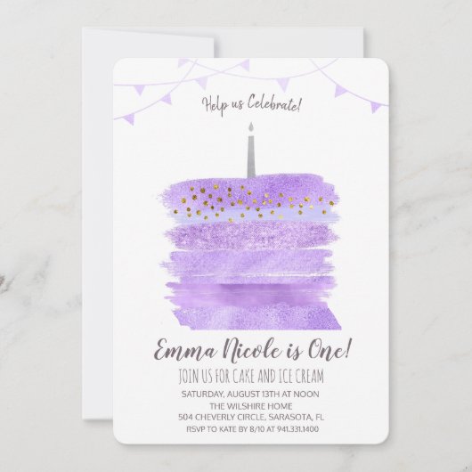 Eerste 1e verjaardagstaart uitnodiging (Voorkant)