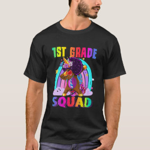 Eerste 1St. Grade Squad Black Dabbing Unicorn Back T-shirt