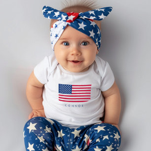 Eerste 4 juli Amerikaanse vlag sterren en strepen Romper