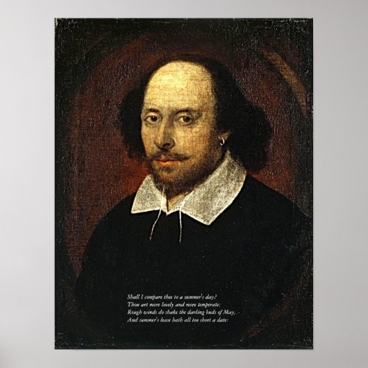 Eerste 4 Lijnen van Sonnet # 18 door Shakespeare Poster (Voorkant)