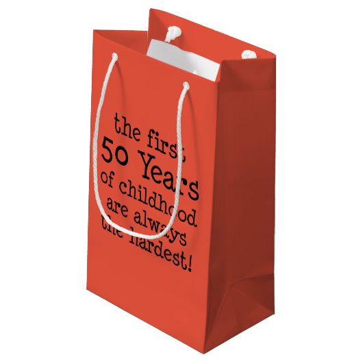 Eerste 50 jaar altijd hardste 50e verjaardag klein cadeauzakje (Achterkant Gekanteld)