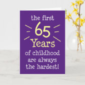 Eerste 65 jaar Wenskaart op kinderleeftijd Kaart (Gele Bloem)