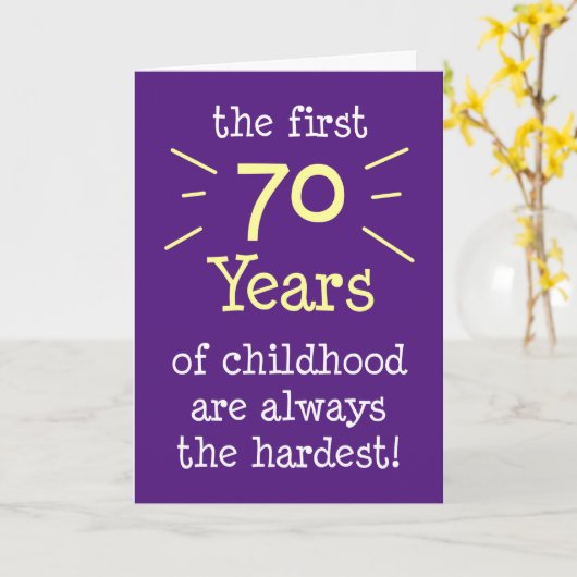 Eerste 70 jaar Wenskaart op kinderleeftijd Kaart (Gele Bloem)