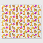 Eerste Aangepaste feestdag voor Giraffe Cadeaupapier (Vlak)