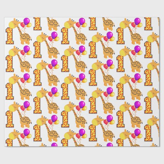 Eerste Aangepaste feestdag voor Giraffe Cadeaupapier (Vlak)