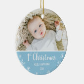 Eerste aangepaste foto en naam kerstbaby keramisch ornament (Rechts)
