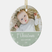 Eerste aangepaste foto en naam kerstbaby keramisch ornament (Rechts)