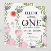 Eerste aansporing van de Eerste verjaardag, meisje Kaart (Voorkant / Achterkant)