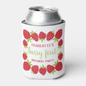 Eerste aardbei eerste aardbei 1e verjaardag Aangep Blikjeskoeler (Blikje Voorkant)