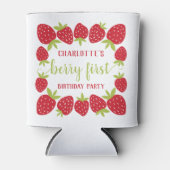 Eerste aardbei eerste aardbei 1e verjaardag Aangep Blikjeskoeler (Voorkant)