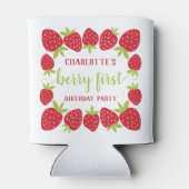 Eerste aardbei eerste aardbei 1e verjaardag Aangep Blikjeskoeler (Achterkant)