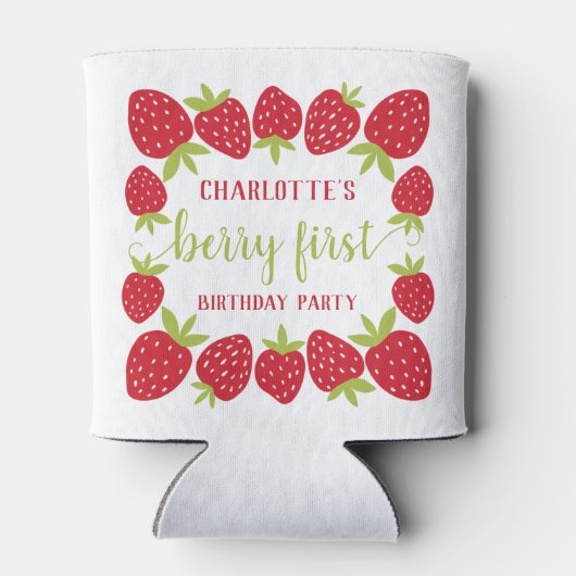 Eerste aardbei eerste aardbei 1e verjaardag Aangep Blikjeskoeler (Achterkant)