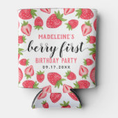 Eerste aardbei eerste aardbei 1e verjaardag Aangep Blikjeskoeler (Voorkant)