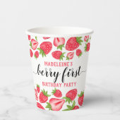 Eerste aardbei eerste aardbei 1e verjaardag Aangep Papieren Bekers (Voorkant)