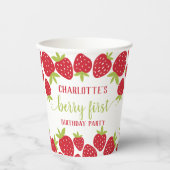 Eerste aardbei eerste aardbei 1e verjaardag Aangep Papieren Bekers (Voorkant)