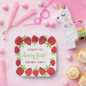 Eerste aardbei eerste aardbei 1e verjaardag Aangep Papieren Bordje (Feest)