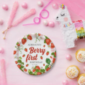Eerste aardbei eerste aardbei 1e verjaardag Aangep Papieren Bordje (Feest)