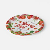 Eerste aardbei eerste aardbei 1e verjaardag Aangep Papieren Bordje (Gekanteld)