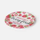 Eerste aardbei eerste aardbei 1e verjaardag Aangep Papieren Bordje (Gekanteld)