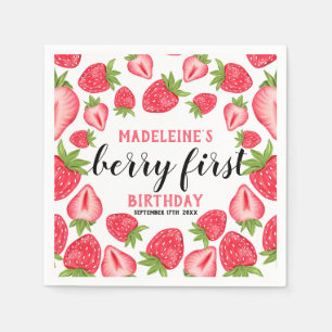 Eerste aardbei eerste aardbei 1e verjaardag Aangep Servet