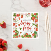 Eerste aardbei eerste aardbei 1e verjaardag Aangep Servet (Insitu)