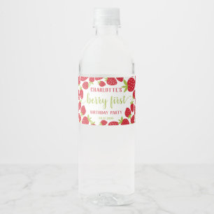 Eerste aardbei eerste aardbei 1e verjaardag Aangep Waterfles Etiket