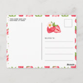 Eerste Aardbei Verjaardagsfeest Foto Briefkaart (Achterkant)