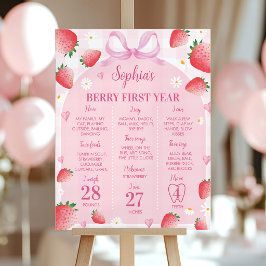 Eerste aardbei-verjaardagsmijlpaal bord poster