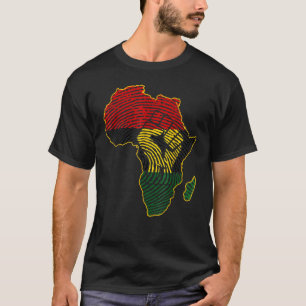 Eerste Afrikaanse kaart Afrikaanse vlag - zwarte v T-shirt