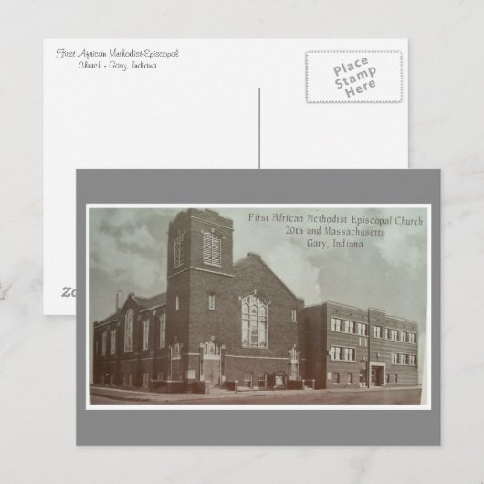 Eerste Afrikaanse Methodist-Episcopale Kerk, Gary  Briefkaart (Voorkant / Achterkant)