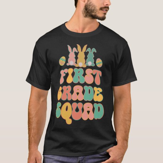 Eerste Afstudeerder Squad Teacher Retro Groovy Paa T-shirt (Voorkant)