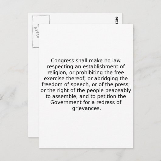 Eerste amendement briefkaart (Voorkant / Achterkant)