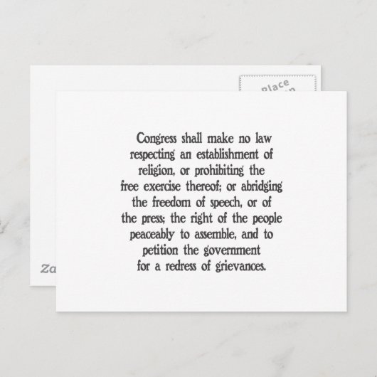 Eerste amendement briefkaart (Voorkant / Achterkant)