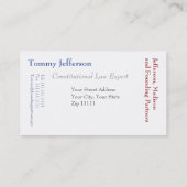 Eerste amendement Kaart voor Journalist, advocaat Visitekaartje (Achterkant)