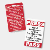 Eerste amendement Pers Pas Badge (Voor- en achterkant)