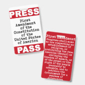 Eerste amendement Pers Pas Badge (Voor- en achterkant)