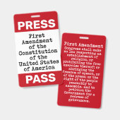 Eerste Amendement Perspas Badge (Voor- en achterkant)