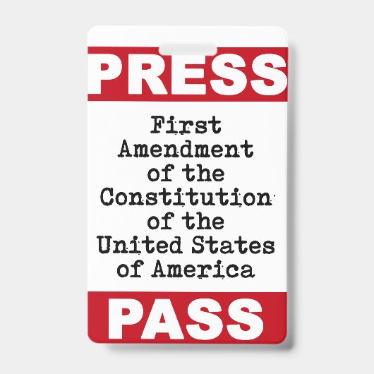 Eerste amendement perspas badge (Voorzijde)