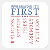 Eerste amendement protest tegen vrijheid van menin vierkante sticker (Voorkant)
